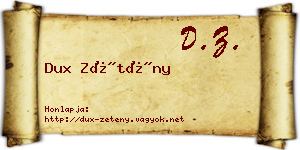 Dux Zétény névjegykártya